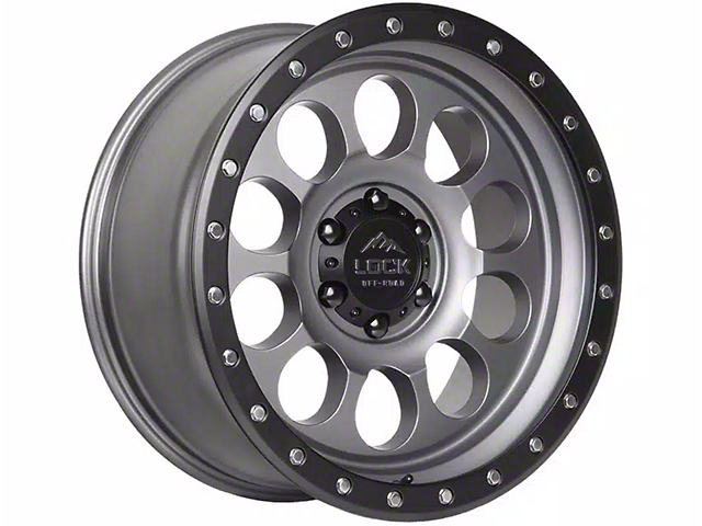 Lock Off-Road 50Cal Matte Grey with Matte Black Ring Wheel; 17x9 (20-23 Jeep Gladiator JT)