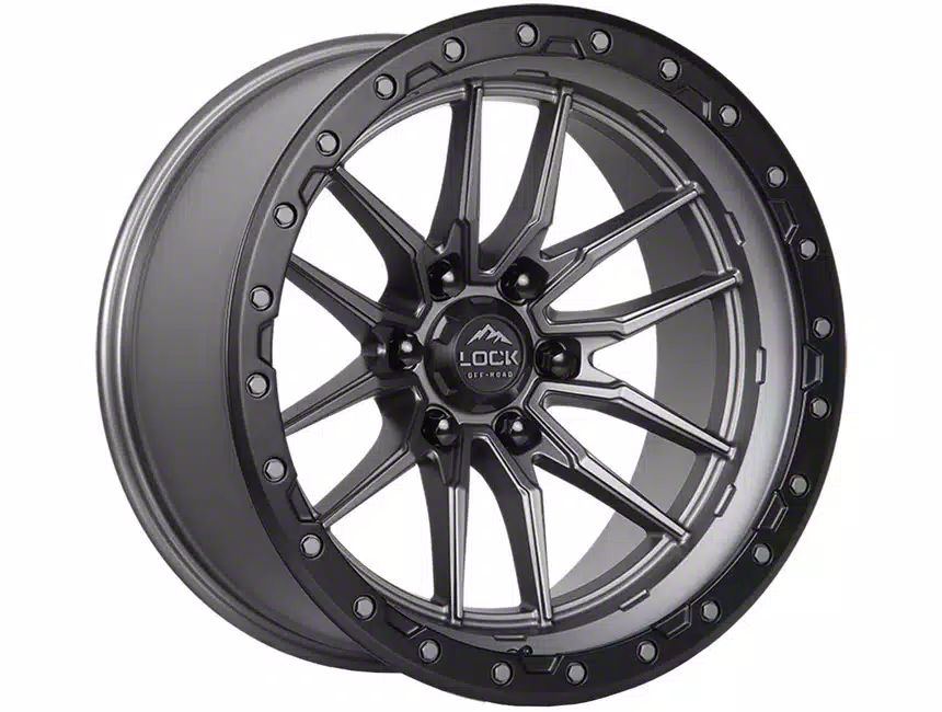 Lock Off-Road Krawler Matte Grey with Matte Black Ring Wheel; 17x9 (20-23 Jeep Gladiator JT)