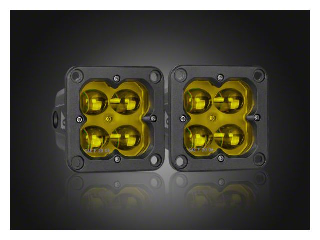 Concept Series 3-Inch Flush Mount Yellow Cube LED Pod Lights; Fog Beam (Universal; Some Adaptation May Be Required)