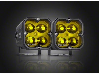 Concept Series 3-Inch Yellow Cube LED Pod Lights; Fog Beam (Universal; Some Adaptation May Be Required)