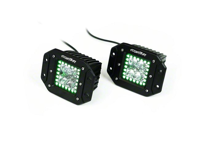 FCKLightBars RGB High-Output Flush Mount 3-Inch LED Light Pods with Wireless RF Remote and Bluetooth App; Flood/Spot Beam (Universal; Some Adaptation May Be Required)