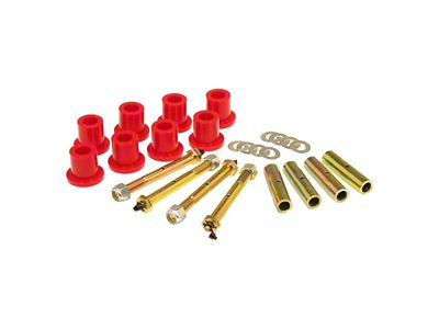 Front or Rear Upper and Lower Shackle Bushing Kit; Red (87-95 Jeep Wrangler YJ)