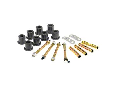 Front Upper and Lower Front Shackle Bushing Kit; Black (76-86 Jeep CJ7)