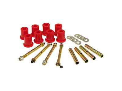 Rear Upper and Lower Front Shackle Bushing Kit; Red (76-86 Jeep CJ7)