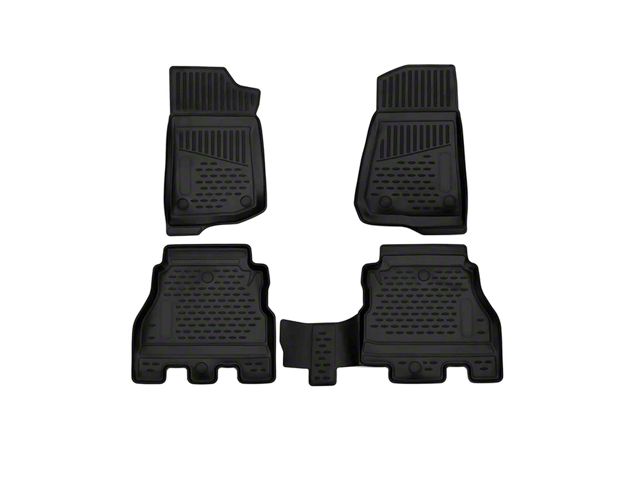 OMAC All Weather Molded 3D Front and Rear Floor Liners; Black (18-24 Jeep Wrangler JL 4-Door, Excluding 4xe)