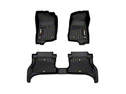 OMAC All Weather Molded Texan Front and Rear Floor Liners; Black (21-23 Jeep Wrangler JL 4xe)