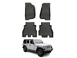 OMAC Premium 3D Front and Rear Floor Liners; Black (18-23 Jeep Wrangler JL Rubicon 4-Door, Excluding 4xe)