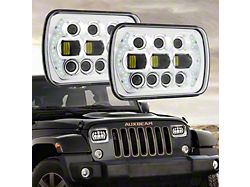 7x6-Inch LED Headlights with DRL; Chrome Housing; Clear Lens (87-95 Jeep Wrangler YJ)