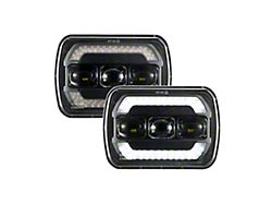 7x6-Inch LED Sealed Beam Headlights; Black Housing; Clear Lens (87-95 Jeep Wrangler YJ)
