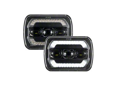 7x6-Inch LED Sealed Beam Headlights; Black Housing; Clear Lens (87-95 Jeep Wrangler YJ)