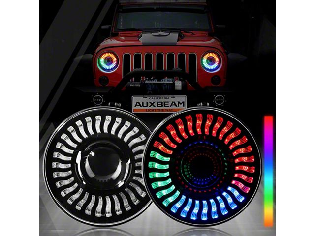 7-Inch RGB LED Headlights; Black Housing; Clear Lens (76-86 Jeep CJ7; 97-18 Jeep Wrangler TJ & JK)