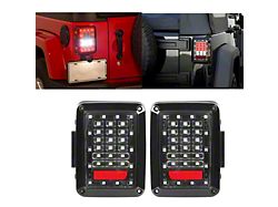 LED Tail Lights; Black Housing; Smoked Lens (07-18 Jeep Wrangler JK)