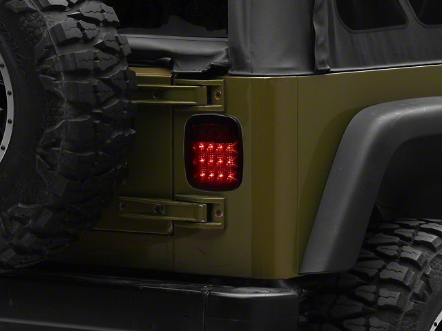 LED Tail Lights; Black Housing; Smoked Lens (76-86 Jeep CJ7; 87-06 Jeep Wrangler YJ & TJ)