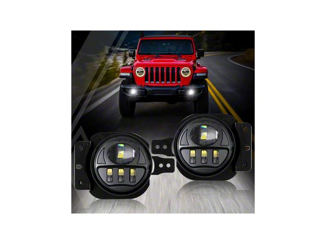 4-Inch LED Fog Lights with Adapter Ring (20-24 Jeep Gladiator JT)