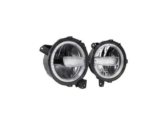9-Inch LED Headlights with DRL Halo; Black Housing; Clear Lens (18-24 Jeep Wrangler JL)