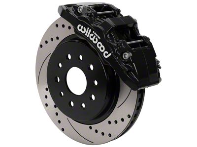 Wilwood AERO6-DM Front Big Brake Kit with 13.38-Inch Drilled and Slotted Rotors; Black Calipers (07-18 Jeep Wrangler JK)