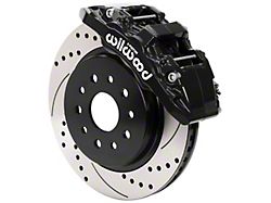 Wilwood AERO6-DM Front Big Brake Kit with 13.38-Inch Drilled Slotted Rotors; Black Calipers (18-23 Jeep Wrangler JL)