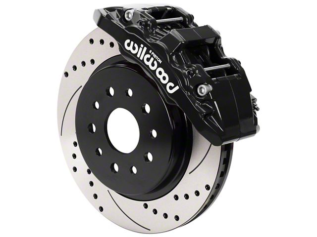 Wilwood AERO6-DM Front Big Brake Kit with 13.38-Inch Drilled and Slotted Rotors; Black Calipers (20-24 Jeep Gladiator JT)