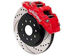 Wilwood AERO6-DM Front Big Brake Kit with 13.38-Inch Drilled Slotted Rotors; Red Calipers (18-23 Jeep Wrangler JL)