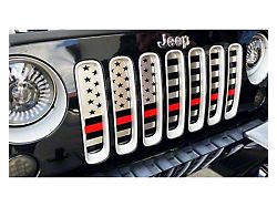 American Flag Grille Insert; Thin Red Line (07-18 Jeep Wrangler JK)