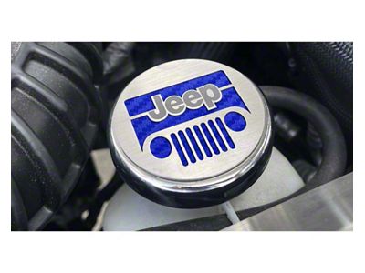 Underhood Dress-up Caps with Jeep Logo; Blue Carbon Fiber Inlay; 5-Piece Kit (07-18 Jeep Wrangler JK)