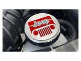 Underhood Dress-up Caps with Jeep Logo; Red Carbon Fiber Inlay; 5-Piece Kit (07-18 Jeep Wrangler JK)