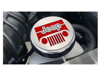 Underhood Dress-up Caps with Jeep Logo; Red Carbon Fiber Inlay; 5-Piece Kit (07-18 Jeep Wrangler JK)