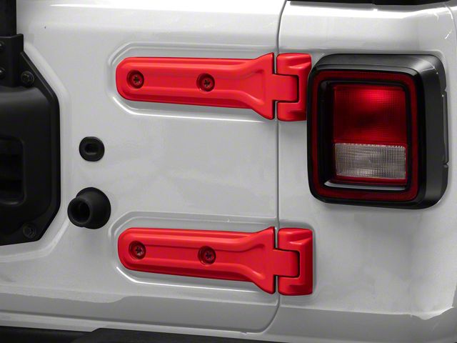 RedRock Tailgate Hinge Cover Kit; Red (18-24 Jeep Wrangler JL)