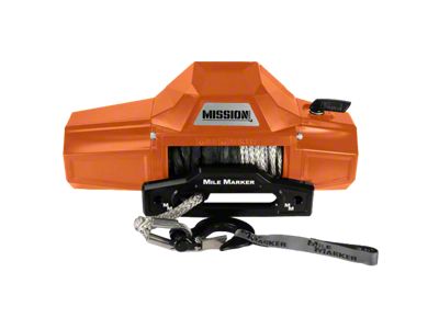 Mile Marker 12,000 lb. Mission Winch with Black Synthetic Rope and Black Hook; Team Orange (Universal; Some Adaptation May Be Required)