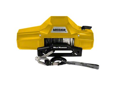 Mile Marker 8,000 lb. Mission Winch with Black Synthetic Rope and Black Hook; Sunshine Yellow (Universal; Some Adaptation May Be Required)