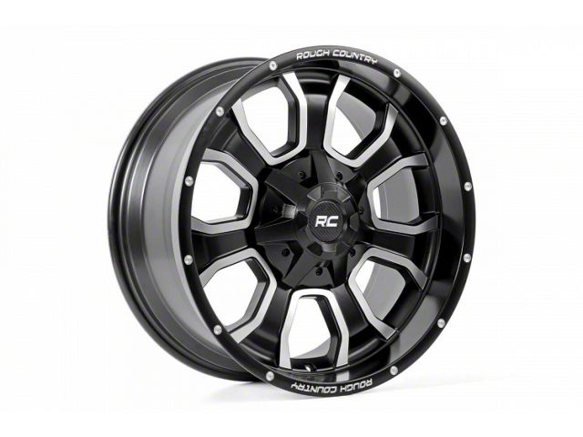 Rough Country 93 Series Gloss Black Machined Wheel; 20x9 (87-95 Jeep Wrangler YJ)
