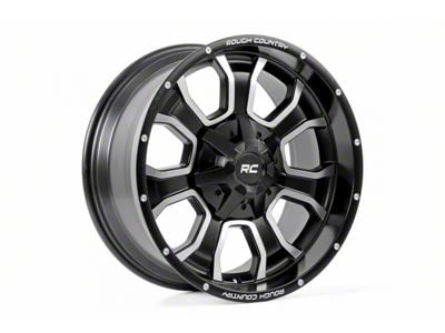 Rough Country One-Piece Series 93 Gloss Black Machined Wheel; 20x9 (18-23 Jeep Wrangler JL)