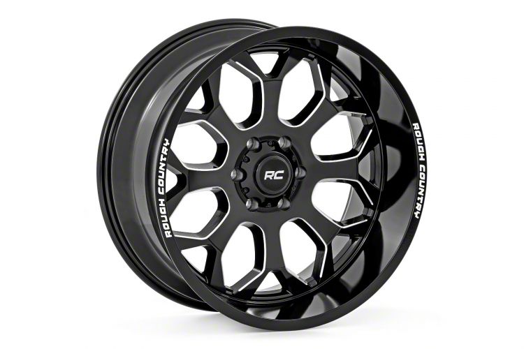 Rough Country One-Piece Series 96 Gloss Black Wheel; 20x10 (84-01 Jeep Cherokee XJ)
