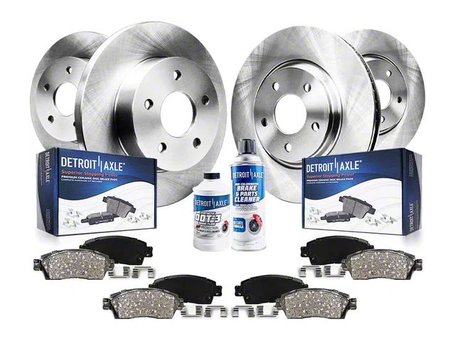 Vented Brake Rotor, Pad, Brake Fluid and Cleaner Kit; Front and Rear (03-06 Jeep Wrangler TJ w/ Rear Disc Brakes)