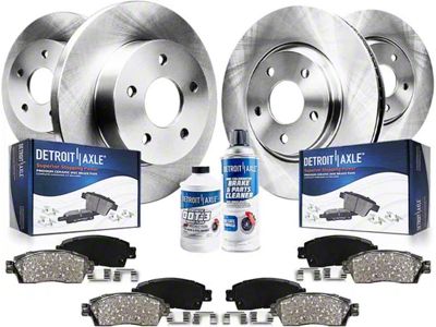 Vented Brake Rotor, Pad, Brake Fluid and Cleaner Kit; Front and Rear (07-18 Jeep Wrangler JK)