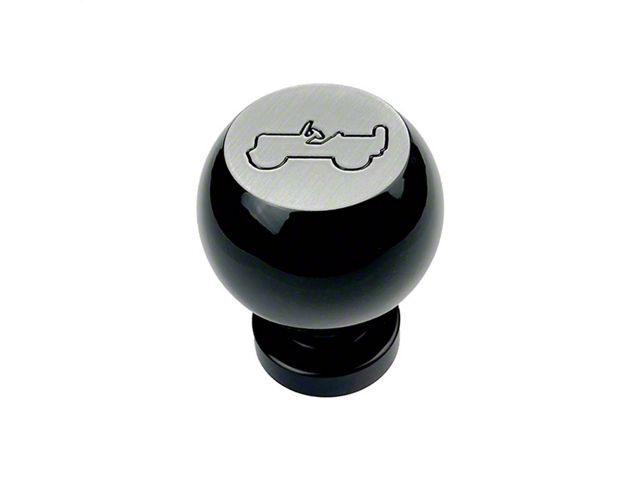 American Brothers Design Manual Shift Knob with Firecracker Red Jeep Logo; Black (18-24 Jeep Wrangler JL)