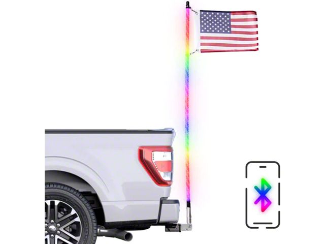 Master Tailgaters 6-Foot Spiral Chasing LED Flag Pole with Hitch Mount (Universal; Some Adaptation May Be Required)
