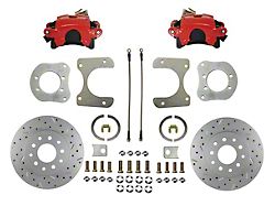 LEED Brakes Rear Disc Brake Conversion Kit with MaxGrip XDS Rotors; Red Calipers (89-06 Jeep Wrangler YJ & TJ)