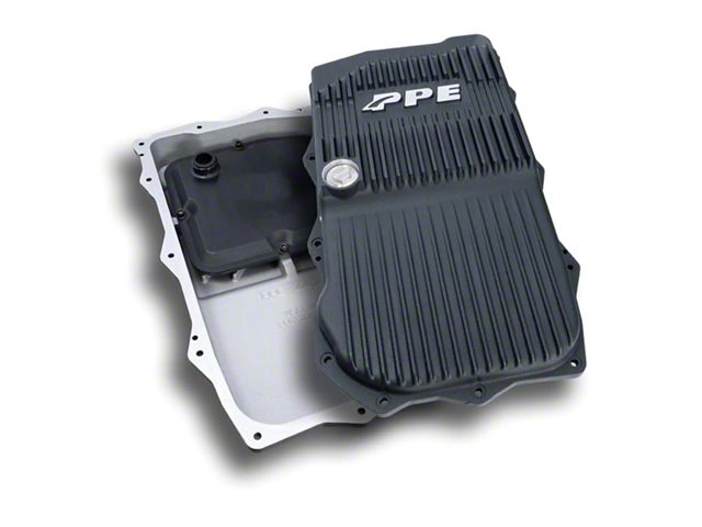 PPE Heavy-Duty Cast Aluminum Transmission Oil Pan; Black (18-24 3.6L Jeep Wrangler JL w/ Automatic Transmission)