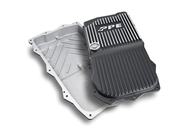 PPE Heavy-Duty Cast Aluminum Transmission Oil Pan; Brushed (18-24 2.0L or 3.0L EcoDiesel Jeep Wrangler JL w/ Automatic Transmission)