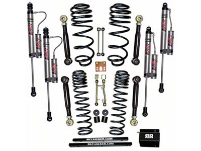 SkyJacker 2.50-Inch Suspension Lift Kit with Steering Skid Plate and ADX 2.0 Remote Reservoir Monotube Shocks (97-02 Jeep Wrangler TJ)