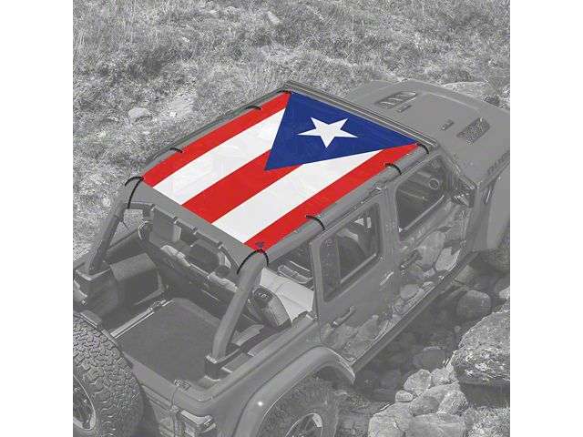 4x4 Attitude Sunshade; Puerto Rican Flag (18-24 Jeep Wrangler JL 4-Door)