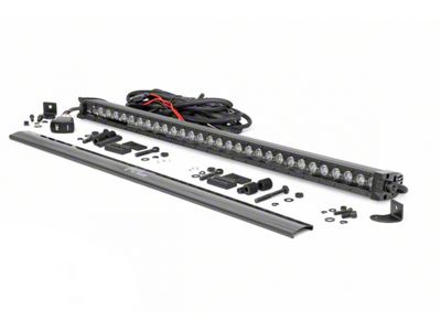 Rough Country 30-Inch Black Series Straight Single Row Cool White DRL LED Light Bar; Spot Beam (Universal; Some Adaptation May Be Required)