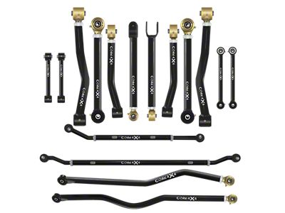 Core 4x4 Camp Series Adjustable Upper and Lower Control Arm, Track Bar, 2.5-Ton Steering and End Link Kit (07-18 Jeep Wrangler JK)