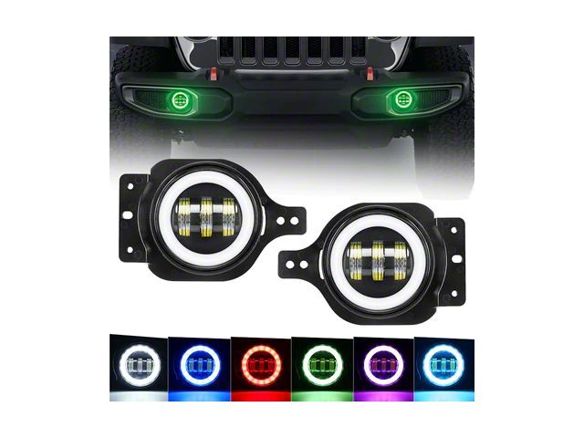 4-Inch RGB Halo LED Fog Lights (18-24 Jeep Wrangler JL)