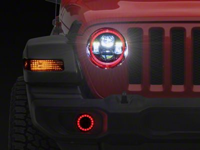 9-Inch LED RGBW Halo Headlights with RGBW Fog Lights; Black Housing; Clear Lens (20-23 Jeep Gladiator JT)
