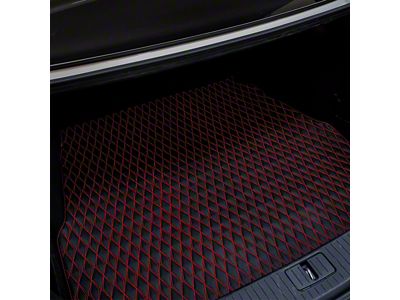 Single Layer Diamond Cargo Mat; Black and Red Stitching (07-18 Jeep Wrangler JK 2-Door)
