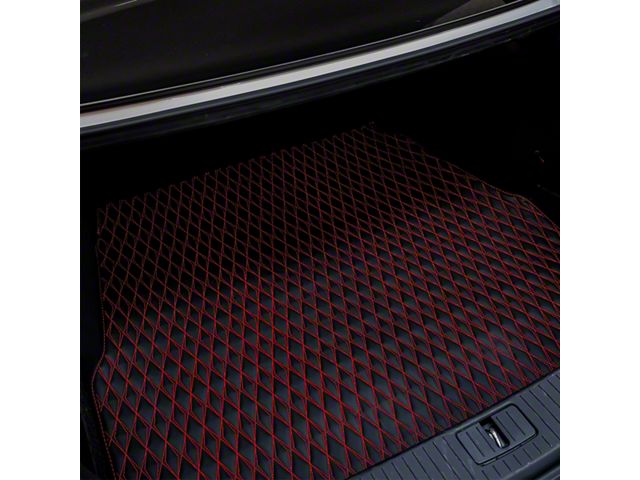 Single Layer Diamond Cargo Mat; Black and Red Stitching (18-24 Jeep Wrangler JL 4-Door, Excluding 4xe)