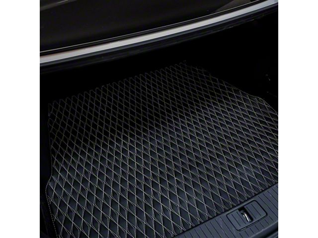 Single Layer Diamond Cargo Mat; Black and White Stitching (18-24 Jeep Wrangler JL 4-Door, Excluding 4xe)