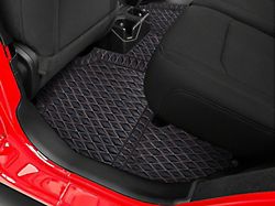 Single Layer Diamond Front and Rear Floor Mats; Black and White Stitching (18-23 Jeep Wrangler JL 4-Door, Excluding 4xe)